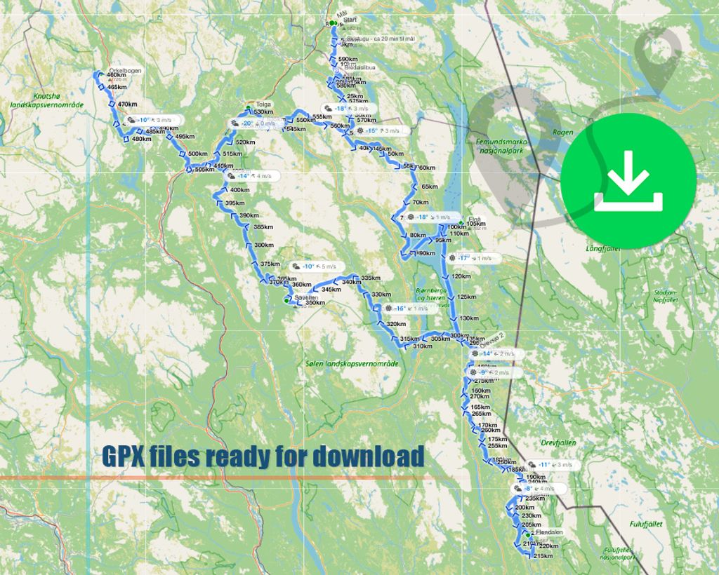 GPX-filer og distansetabeller